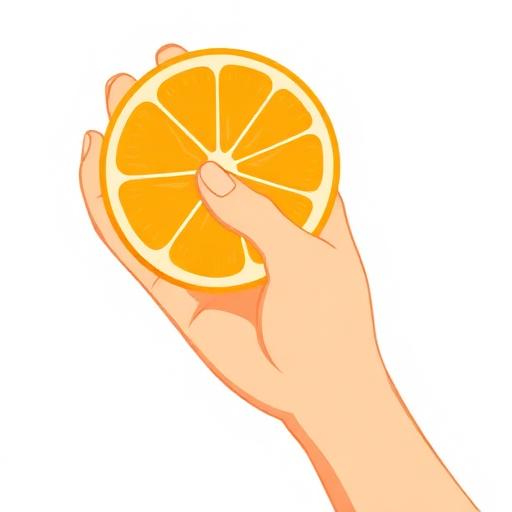 Hand holding fresh orange slice